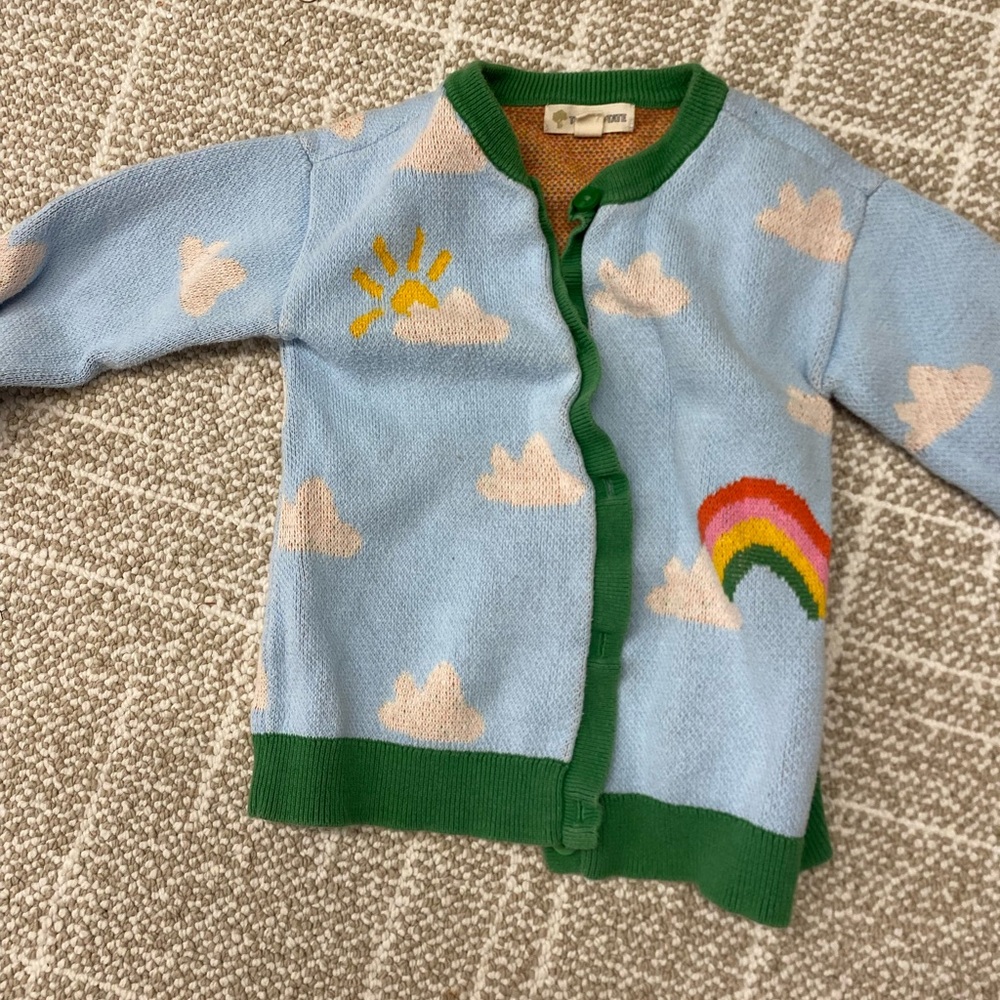 Tucker and Tate Blue and Green Cardigan with Rainbow Design